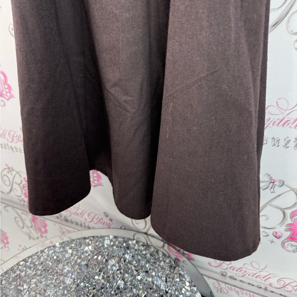 Vamp skirt belted wooden belt maxi long Elegant Brown Skirt with Decorative Belt - Picture 6 of 11